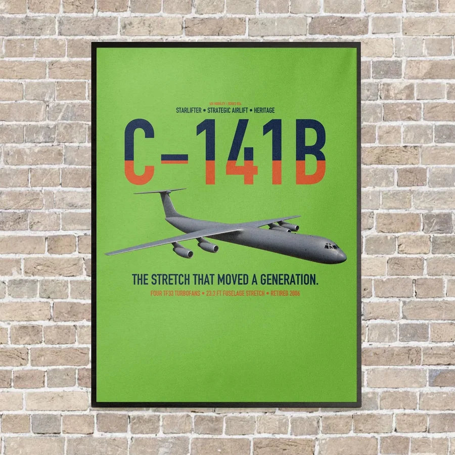 C-141B Starlifter vertical canvas print - framed - light green background
