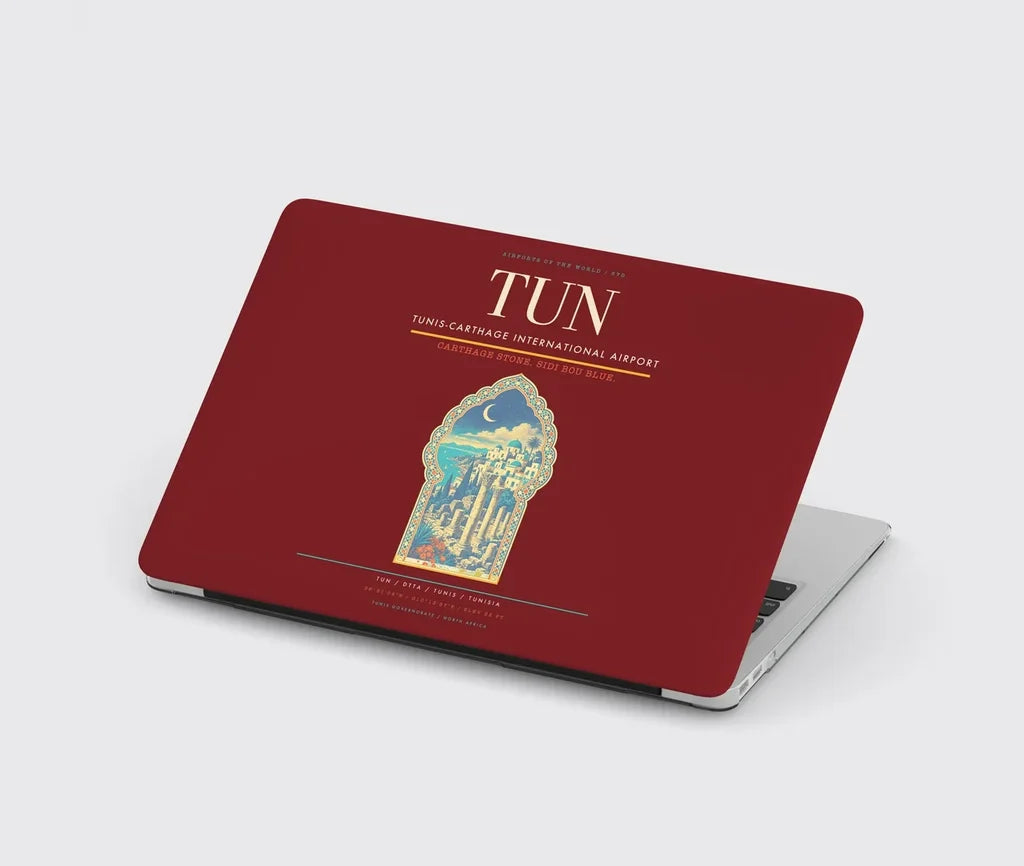 Tunis-Carthage International Airport (TUN) design on dark red MacBook case