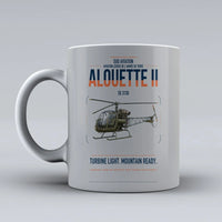 Thumbnail for Sud Aviation SE 3130 Alouette II design on light gray ceramic mug, double-side print