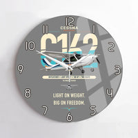 Thumbnail for Cessna 162 Skycatcher design on gray no frame wall clock