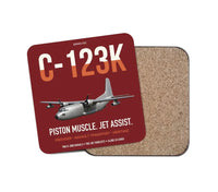 Thumbnail for C-123K Provider design on dark red 1 piece coaster
