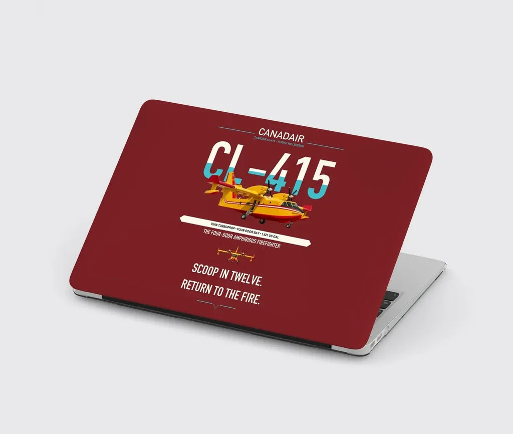 Canadair CL-415 design on dark red MacBook case
