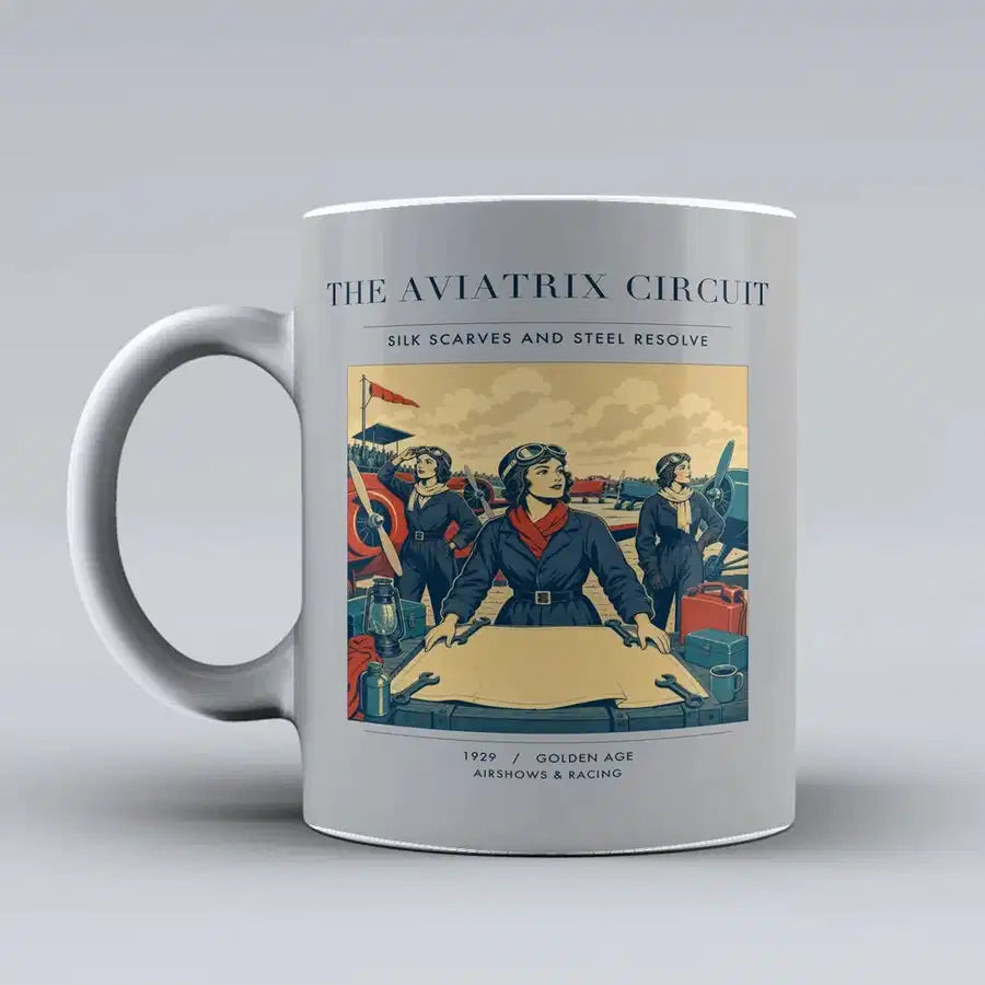 VINTAGE G4164 - The Aviatrix Circuit - Ceramic Mug design on lightgray
