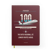 Thumbnail for Fokker 100 design on dark red notebook