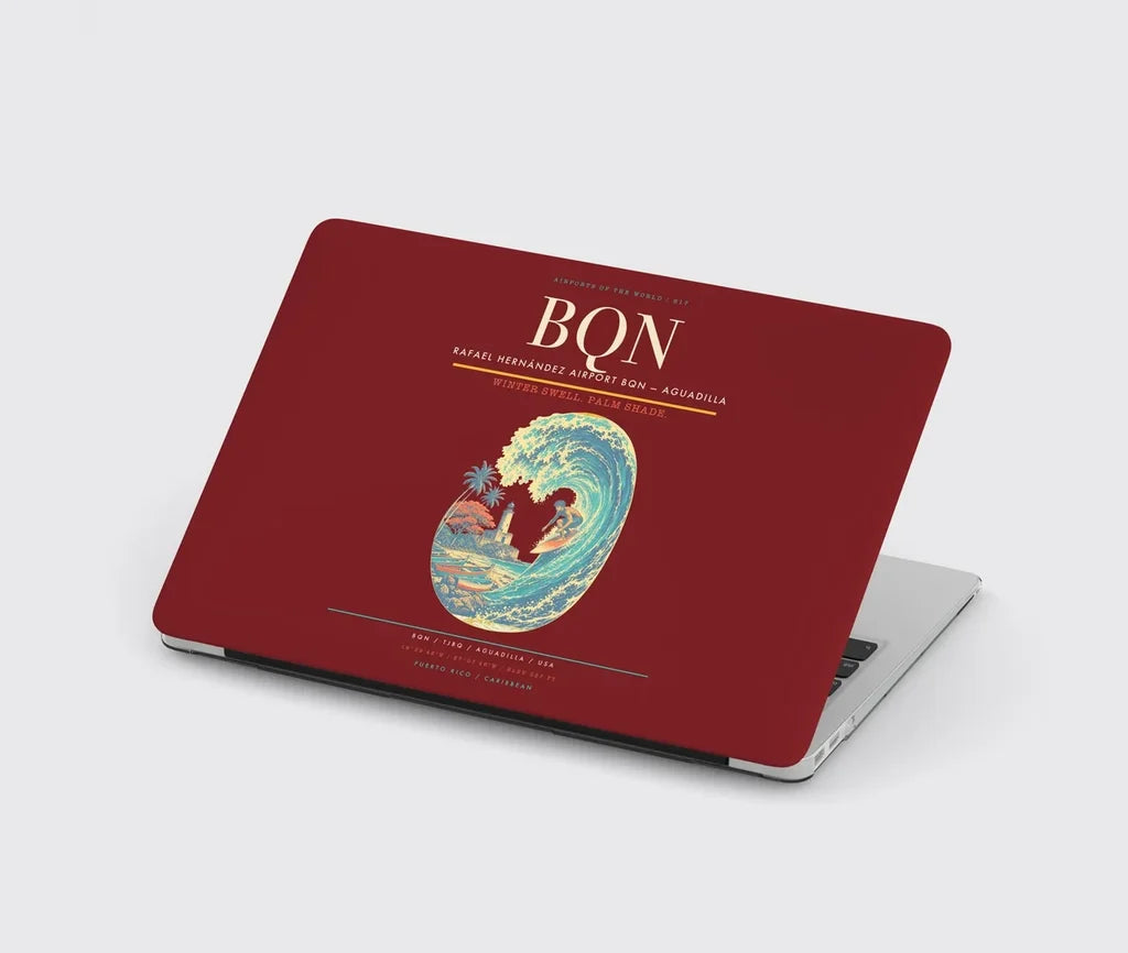 Rafael Hernández Airport (BQN) design on dark red MacBook case