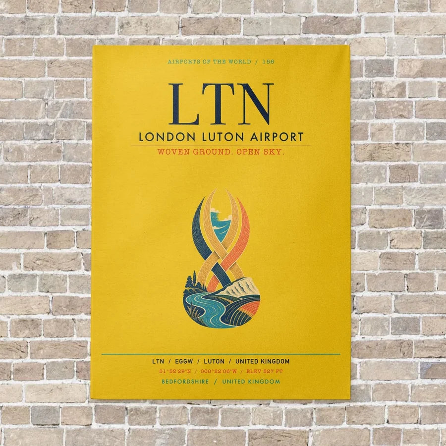 London Luton Airport LTN vertical canvas print - no frame - yellow background