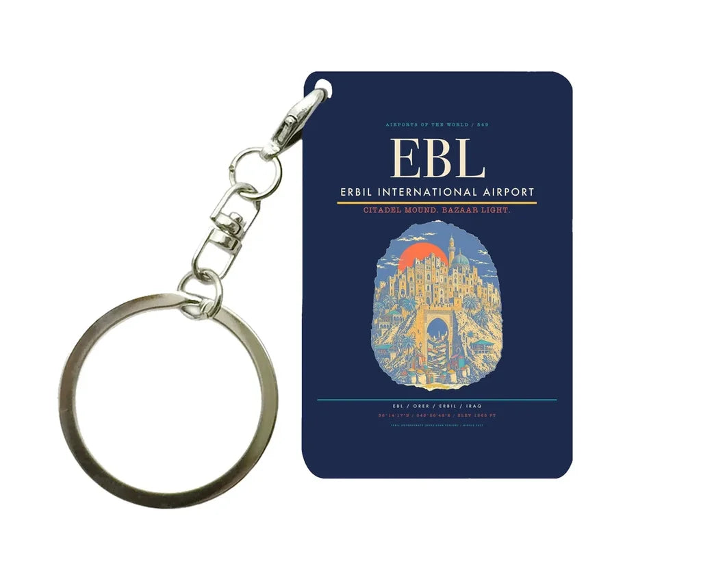 Erbil International Airport EBL Key Chain design on navy blue key chain