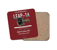 Thumbnail for CFM LEAP-1A design on dark red 1 piece coaster