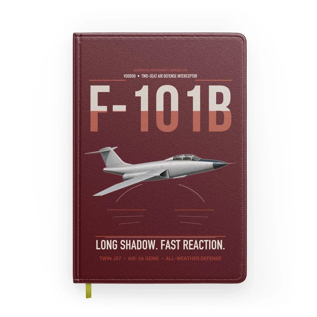 F-101B Voodoo design on dark red notebook