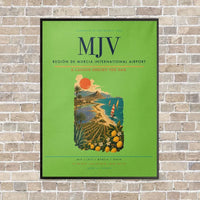Thumbnail for Región de Murcia International Airport MJV vertical canvas print - framed - light green background