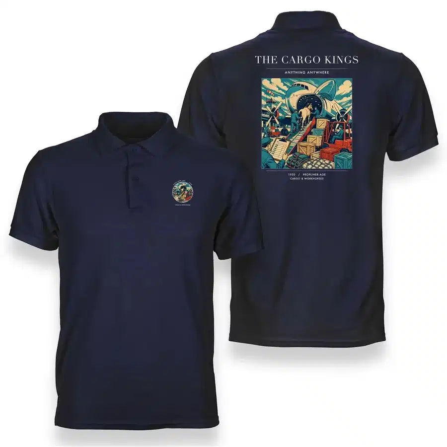 VINTAGE G4085 - The Cargo Kings - Double-Side Polo T-Shirt design on navyblue