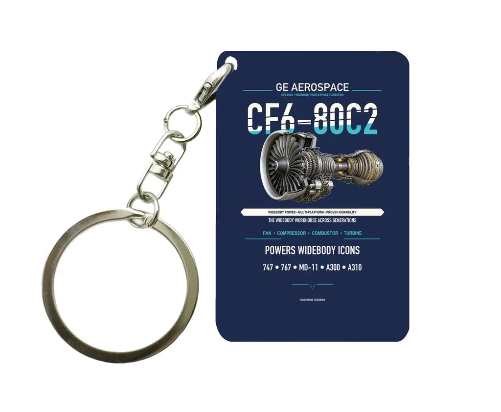 CF6-80C2 Key Chain design on navy blue key chain
