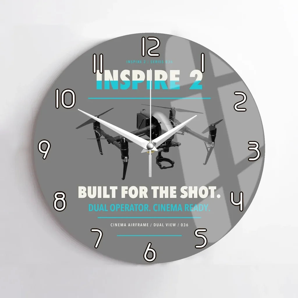 DJI Inspire 2 design on gray no frame wall clock