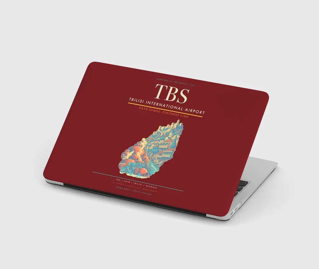 Tbilisi International Airport (TBS) design on dark red MacBook case