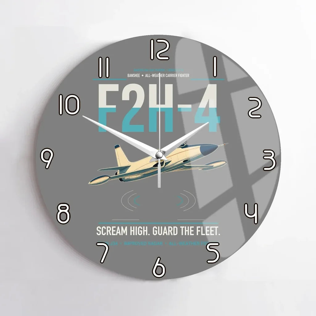 F2H-4 Banshee design on gray no frame wall clock