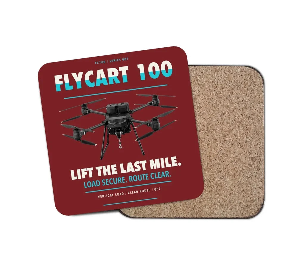 DJI FlyCart 100 design on dark red 1 piece coaster