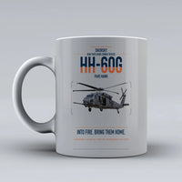 Thumbnail for Sikorsky HH-60G Pave Hawk design on light gray ceramic mug, double-side print