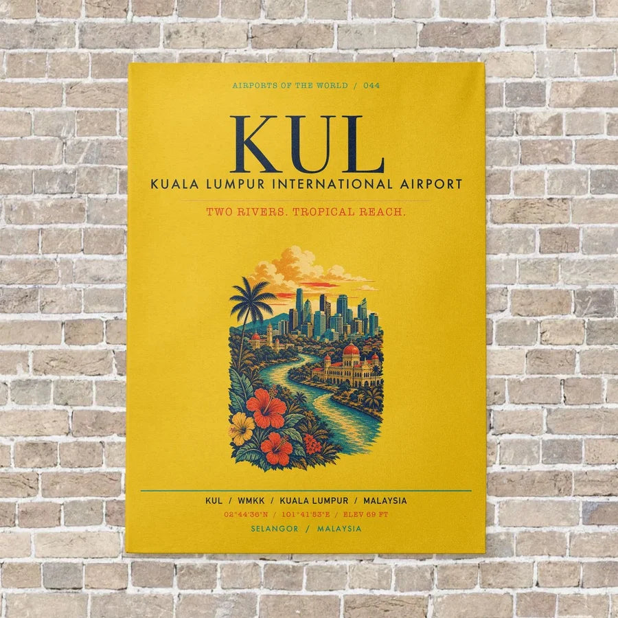 Kuala Lumpur International Airport KUL vertical canvas print - no frame - yellow background