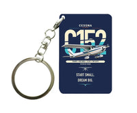 Thumbnail for Cessna 152 design on navy blue designed key chain, double-side print