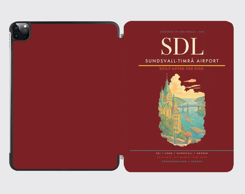 Sundsvall-Timrå Airport (SDL) design on dark red ipad tablet case