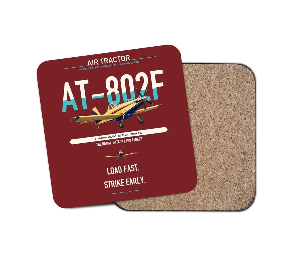Air Tractor AT-802F design on dark red 1 piece coaster