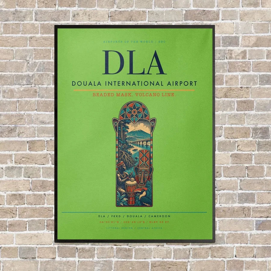 Douala International Airport DLA vertical canvas print - framed - light green background
