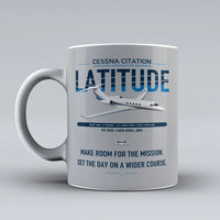 Thumbnail for Cessna Citation Latitude design on light gray ceramic mug, double-side print
