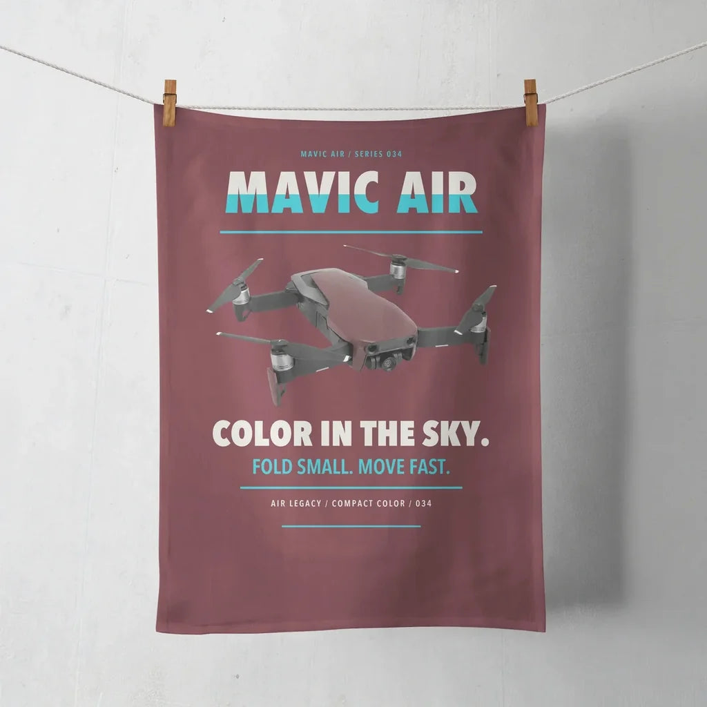 DJI Mavic Air design on dark red towel