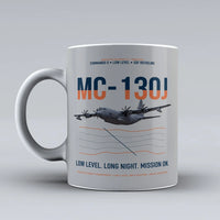 Thumbnail for MC-130J COMMANDO II design on light gray ceramic mug, double-side print
