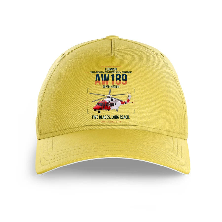 Leonardo AW189 design on yellow printed hat