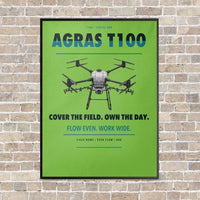 Thumbnail for DJI Agras T100 vertical canvas print - framed - light green background