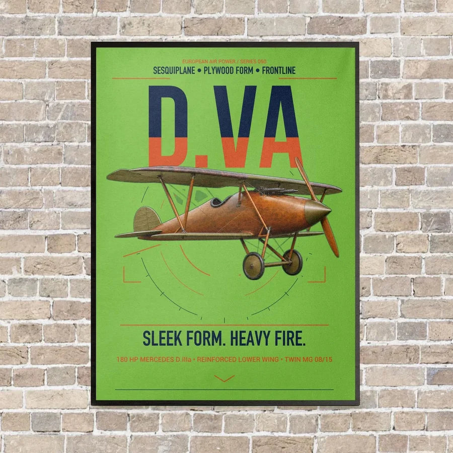 Albatros D.Va vertical canvas print - framed - light green background