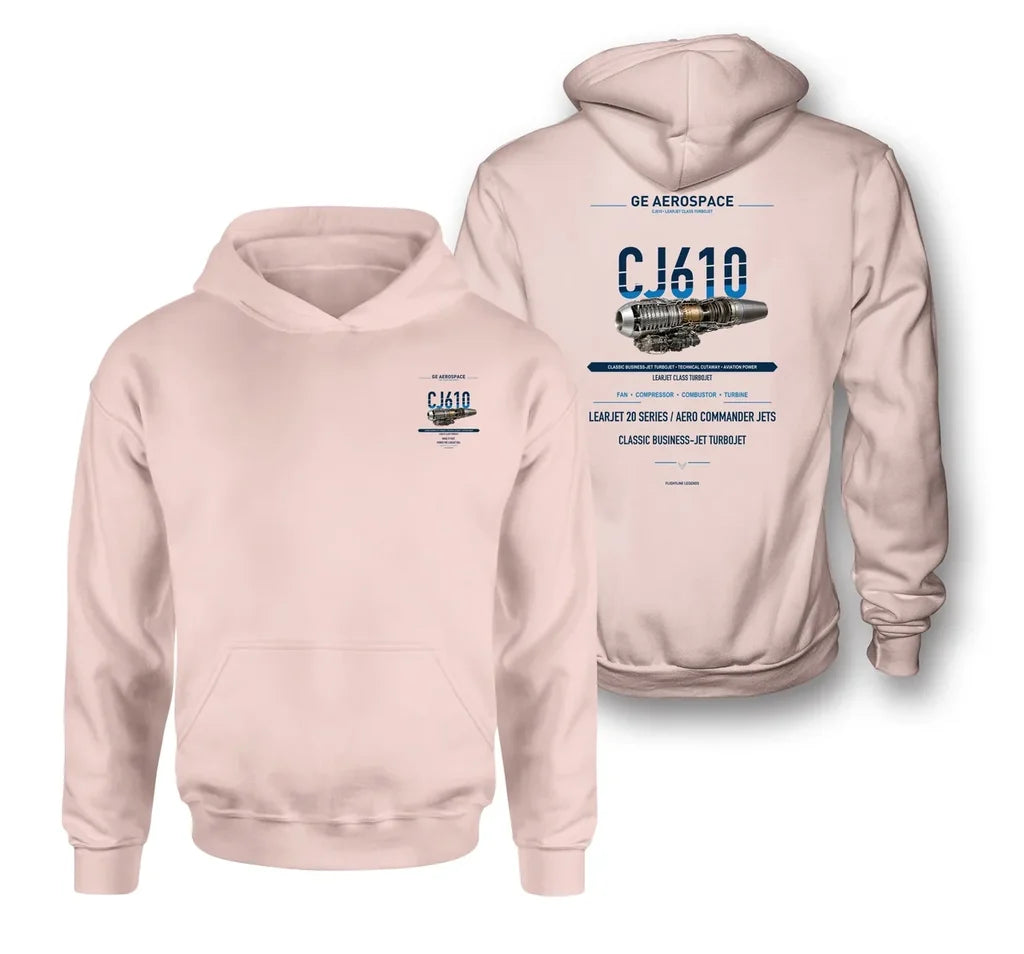 CJ610 design on pink hoodie
