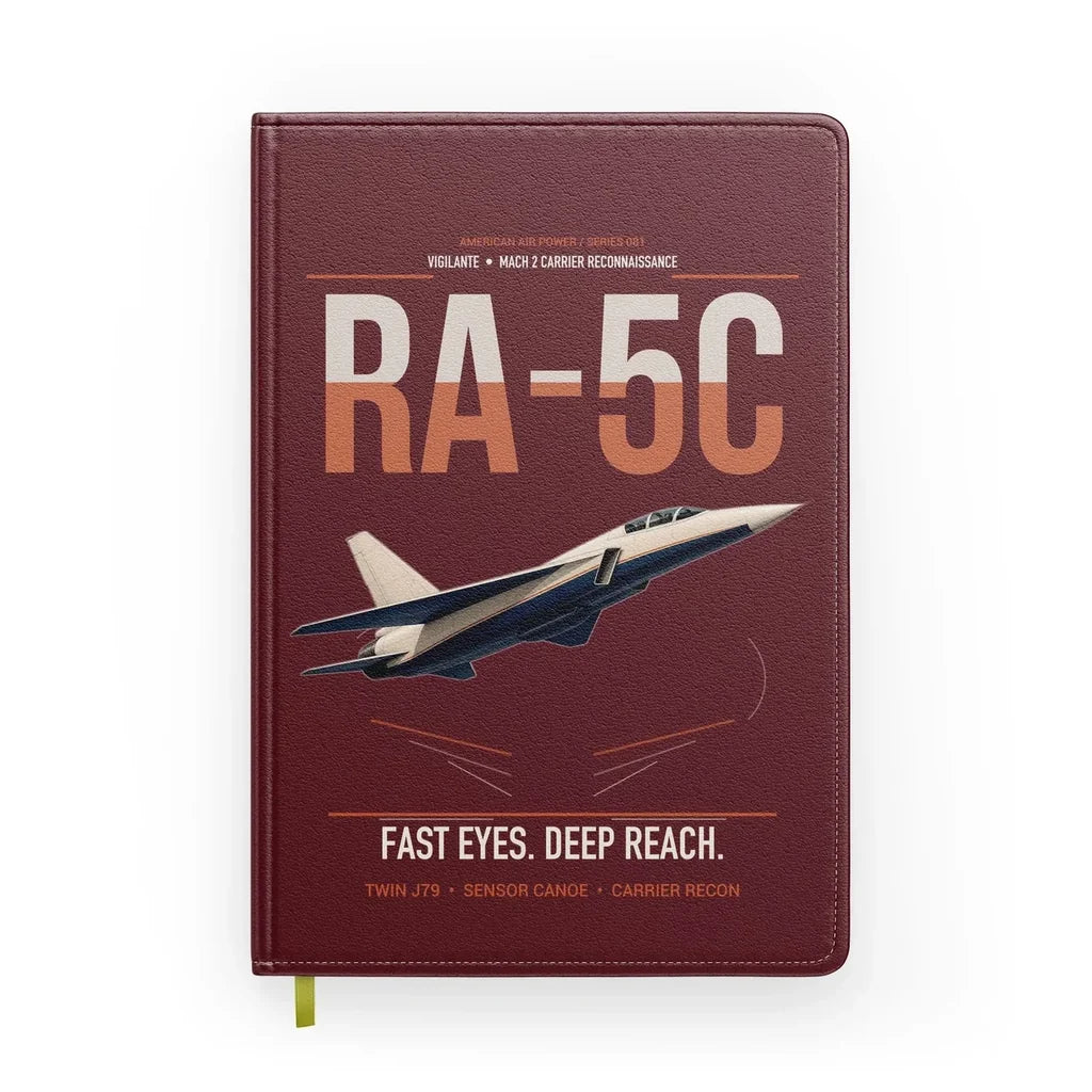 RA-5C Vigilante design on dark red notebook