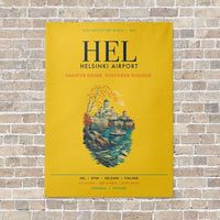 Thumbnail for Helsinki Airport HEL vertical canvas print - no frame - yellow background