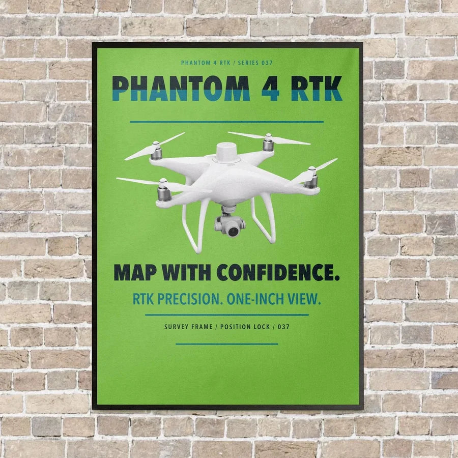 DJI Phantom 4 RTK vertical canvas print - framed - light green background