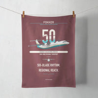 Thumbnail for Fokker 50 design on dark red towel