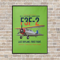 Thumbnail for F3F-2 Last Biplane First Fight vertical canvas print - framed - light green background