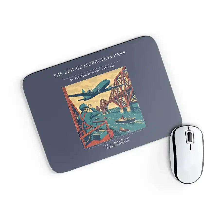 VINTAGE G4482 - The Bridge Inspection Pass - Designed Mouse Pads design on navyblue rectangle
