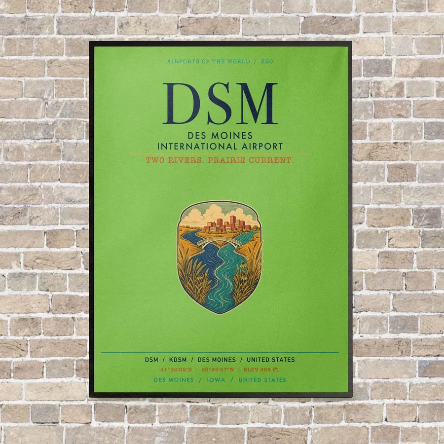 Des Moines International Airport DSM vertical canvas print - framed - light green background