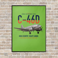 Thumbnail for C-46D Commando vertical canvas print - framed - light green background