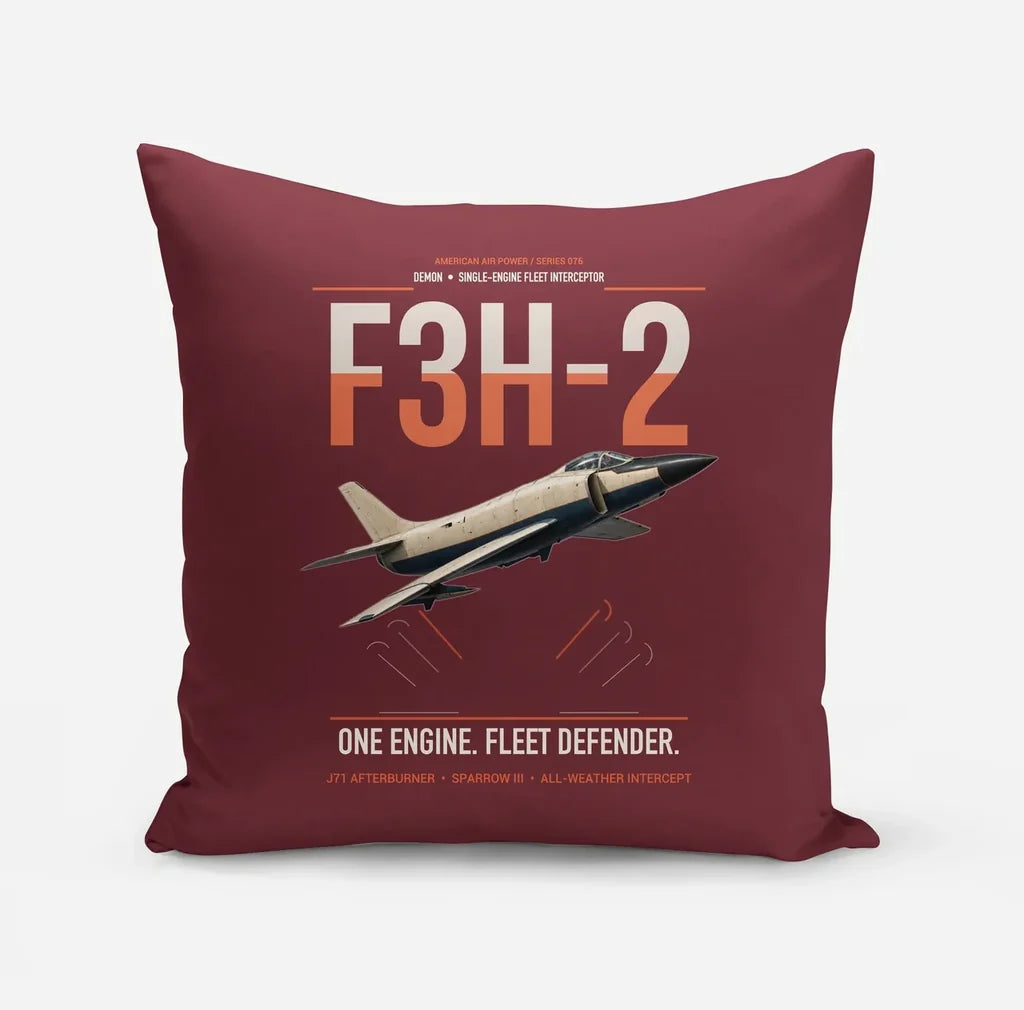 F3H-2 Demon design on dark red pillow