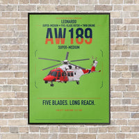 Thumbnail for Leonardo AW189 vertical canvas print - framed - light green background