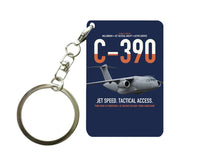 Thumbnail for C-390 Millennium design on navy blue designed key chain, double-side print