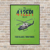 Thumbnail for Bell 412EPI vertical canvas print - framed - light green background