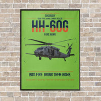 Thumbnail for Sikorsky HH-60G Pave Hawk vertical canvas print - framed - light green background