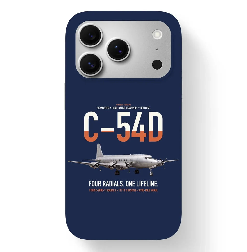 C-54D Skymaster design on navy blue magsafe iphone case, for iPhone 17 Pro