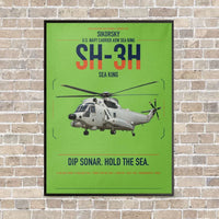 Thumbnail for Sikorsky SH-3H Sea King vertical canvas print - framed - light green background
