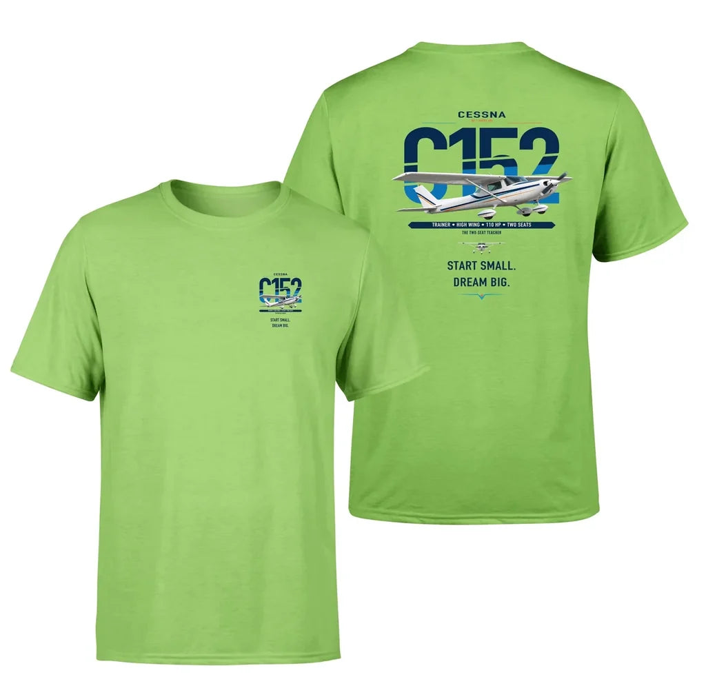 Cessna 152 design on light green t-shirt, double-side print