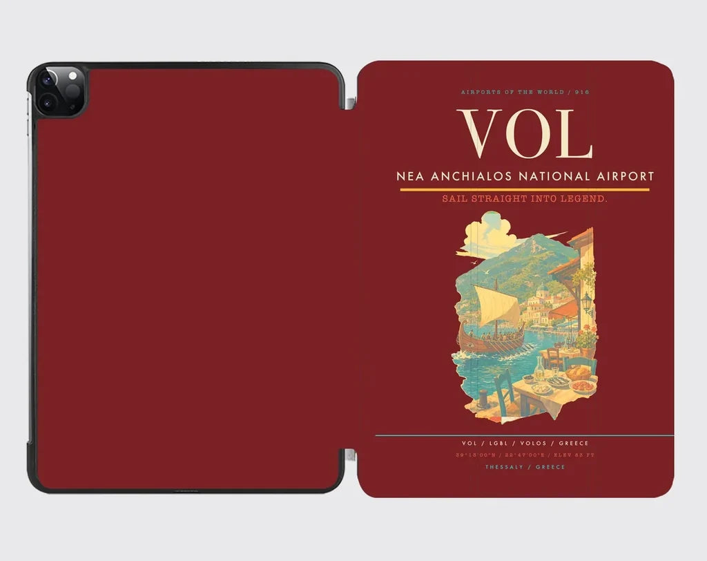 Nea Anchialos National Airport (VOL) design on dark red ipad tablet case